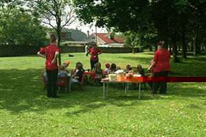 Having fun on a picnic at Balgillo Nursery.